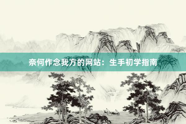 奈何作念我方的网站：生手初学指南
