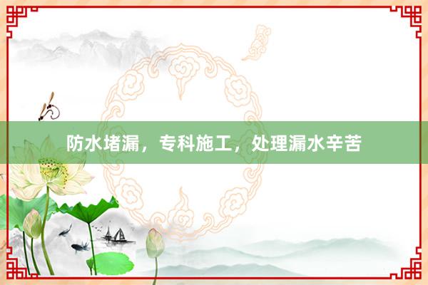 防水堵漏，专科施工，处理漏水辛苦